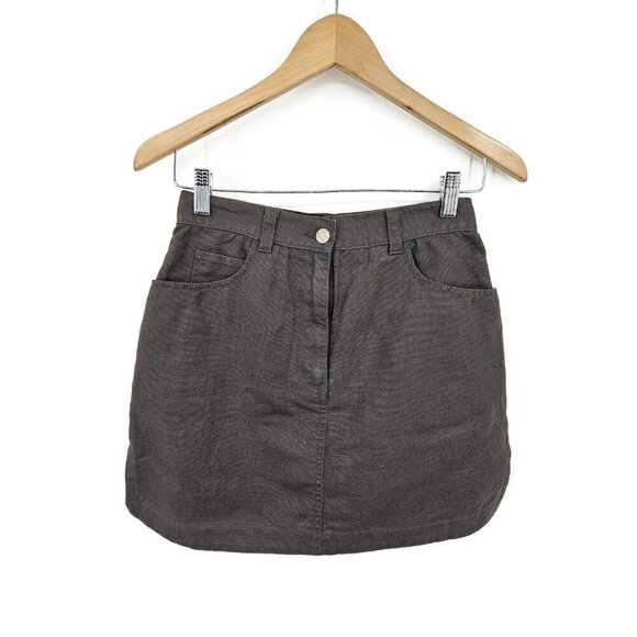 Armani Jeans Dresses & Skirts - Vtg Armani Jeans Linen Cotton Mini Skirt Womens 4 Grey